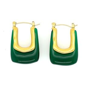 Anthro Green Hoop Earrings